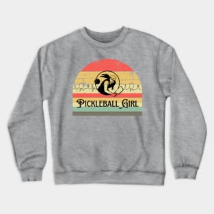 pickleball  girl player retro sunset groovy design Crewneck Sweatshirt